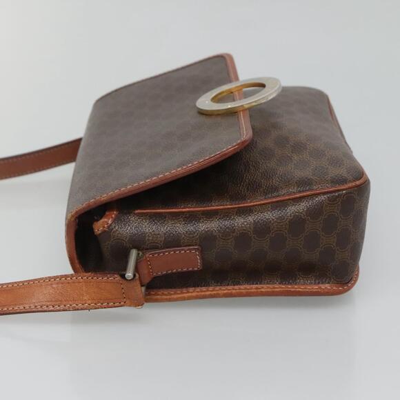 CELINE Macadam Canvas Circle Shoulder Bag Pvc Leather Brown Gold - Picture 5 of 12